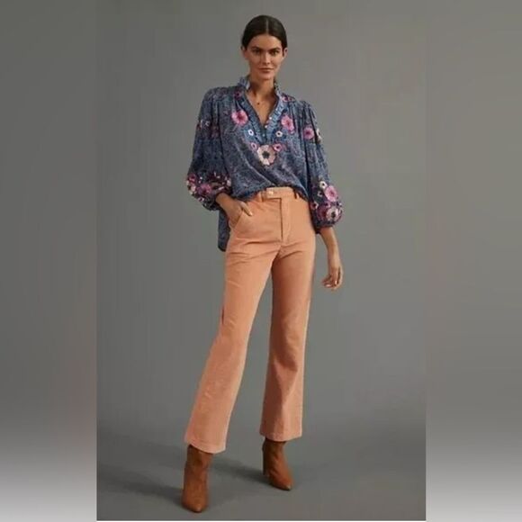 Anthropologie Levi’s Math Club Flare Corduroy Trousers in Pebble Peach NWT 30 - Picture 2 of 11